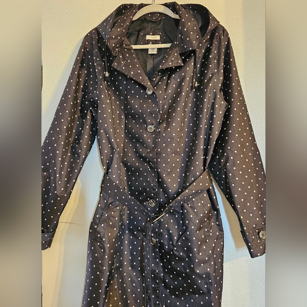 Women's Black Polka Dot Trench Coat